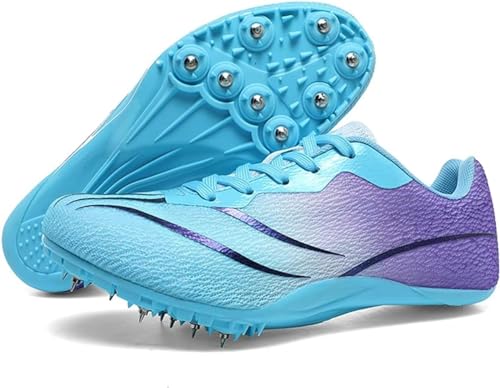 Männer Frauen Laufschuhe Leichtathletik Schuh Nagel Spikes Schuhe Kinder, Track Wettbewerb Jungen für Training Langstreckenlauf,Purple-43 von WHLWDH