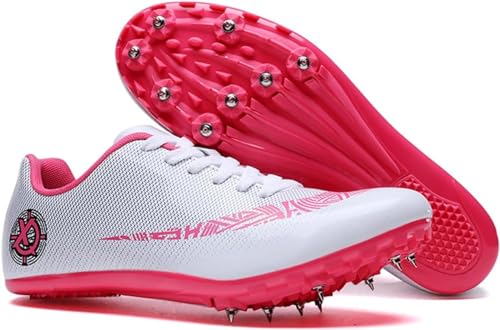 WHLWDH Leichtathletik-Spikes 8 Nägel-Unisex Leichtathletikschuhe,Spikes Turnschuhe Track Wettbewerb Leichtathletik Schuhe, Jungen fürTraining Langstreckenlauf,Pink-41 von WHLWDH