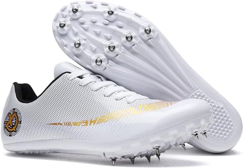 WHLWDH Leichtathletik-Spikes 8 Nägel-Unisex Leichtathletikschuhe,Spikes Turnschuhe Track Wettbewerb Leichtathletik Schuhe, Jungen fürTraining Langstreckenlauf,White-35 von WHLWDH