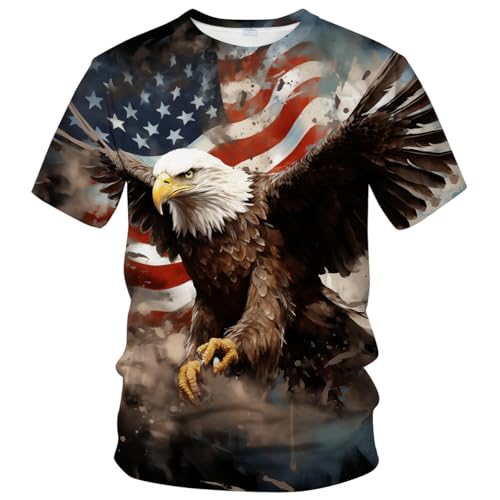 WHNBCW Lustiges T-Shirt mit amerikanischer Flagge, Weißkopfseeadler, Grafik-T-Shirt, Blau, L WHNBCW Lustiges T-Shirt mit amerikanischer Flagge, Weißkopfseeadler, Grafik-T-Shirt, Blau, L von WHNBCW