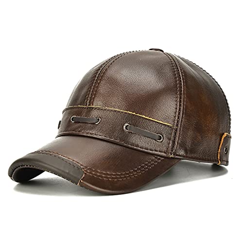 WHSPORT Baseball Cap Unisex Vintage Kappe Herren Damen Verstellbar Basecap Sonnenhut Leder Baseball Mütze für Sport Wandern Ausflug (Color : Brown, Size : One Size) von WHSPORT