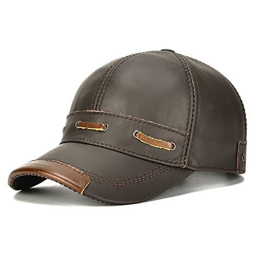 WHSPORT Baseball Cap Unisex Vintage Kappe Herren Damen Verstellbar Basecap Sonnenhut Leder Baseball Mütze für Sport Wandern Ausflug (Color : Coffee Color, Size : One Size) von WHSPORT