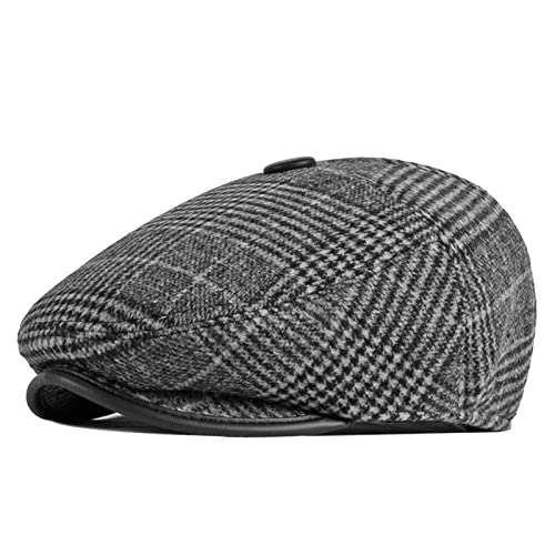 WHSPORT Herren Schiebermütze Flatcap Mütze Schirmmütze Newsboy Flat Cap Baskenmütze mit Ohrenklappen Barett Gatsby Cap (Color : Dark Gray, Size : 59-60cm/23.22-23.62in) von WHSPORT