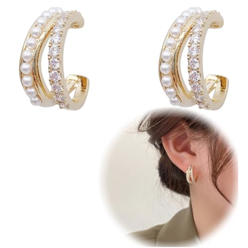 WHYCNJL 1 Paar Ohrringe Silber 925 für Damen Creolen Silber 925 Klein mit Zirkonia Ohrringe Hängend Hypoallergen Mini Creolen Gold für Frauen von WHYCNJL