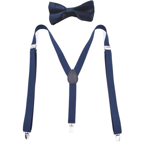 WHYCNJL 1 Satz Hosenträger Kinder Elastische Und Verstellbare Kinder Hosenträger Und Papillon Für Kinder Bis Zu 140 Cm Universal Für Jungen Und Mädchen von WHYCNJL