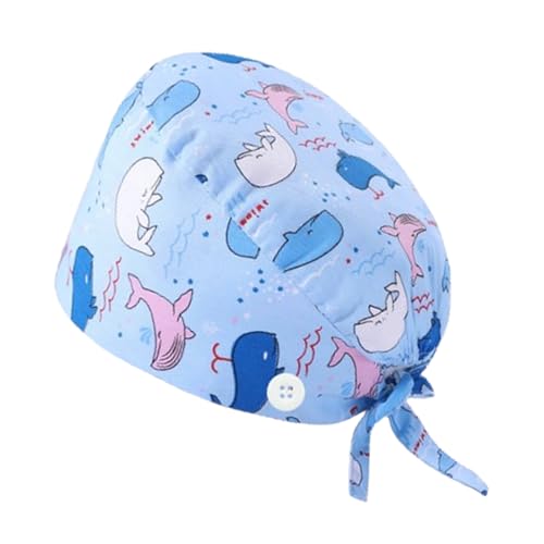 WHYCNJL 1 Stück Op haube Chirurgische Kopfbedeckung Frauen Männer Baumwolle Operationssaal Kopfbedeckung Lange Haare Einstellbar Atmungsaktiv mit Knopf von WHYCNJL