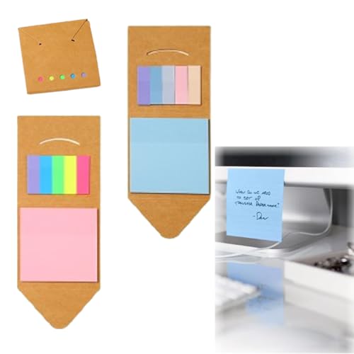 WHYCNJL 2 Packung Haftnotizen mit 75 x 75 mm und 12×40mm Selbstklebende Klebezettel Helle Haftnotizzettel Bunte Quadratische Sticky Notes für Büro Zuhause Schule Sitzung 50+100 Blätter/Block von WHYCNJL
