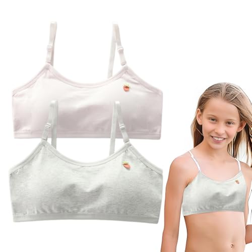 WHYCNJL 2 Stück Mädchen Sport Teens Unterwäsche Baumwolle mit Fest Gepolsterte und Verstellbarem Schultergurt Bralette Top Bustier für 10-16 Jahre Kinder und Kleine Brüste Damen von WHYCNJL