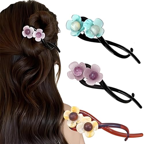 WHYCNJL 3 Stück Blume Haarspangen Damen, Elegante Blume Französische Haarnadel, Banana Clip Haarspangen Hair Clip Hair Accessoires Haare Claw Clip von WHYCNJL