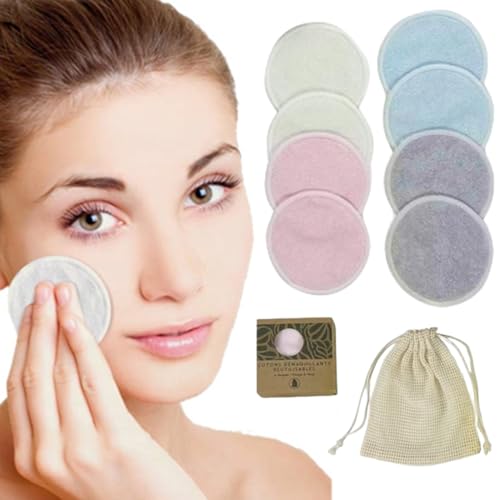 WHYCNJL 8 Stück wiederverwendbare waschbare Bambus Make-Up Entferner Scheiben wiederverwendbare Bambusfaser Baumwolle Cleanser Peeling Gesicht schrubben Gesicht Make-Up Schwämme Zero Waste von WHYCNJL