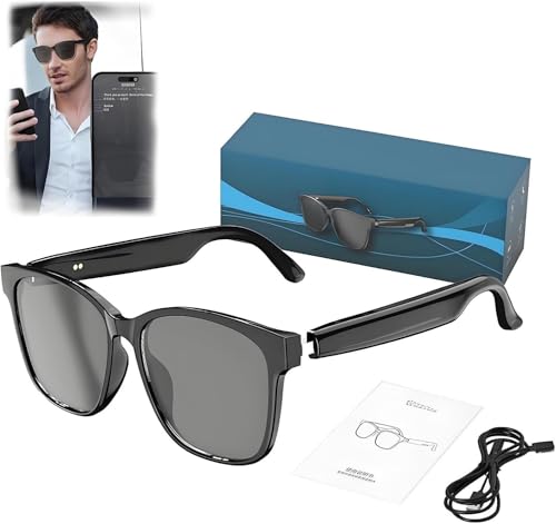WHYIOFC Wireless Smart Sonnenbrille, AI Glasses,Intelligente Brille Blueto-oth Sonnenbrille, Polarisierte Gläser, Echtzeit-Übersetzung in 75 Sprachen, Freisprechanrufe (Schwarz) von WHYIOFC