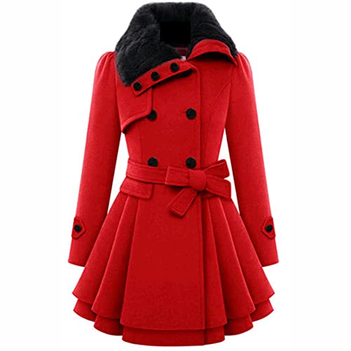 WHZXYDN Neu Damen Slim Langer Wollmantel Zweireihiger Wollmantel Trenchcoat Damen von WHZXYDN