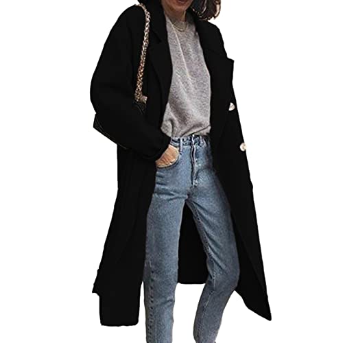 WHZXYDN Winter Damen Trenchcoat Doppelseitiger Wollmantel Zweireihig von WHZXYDN