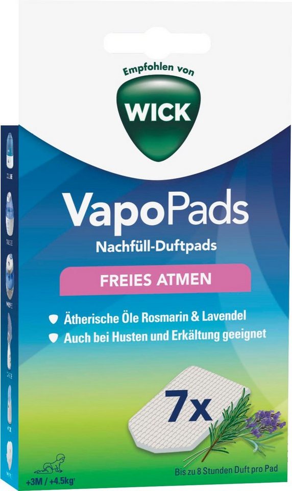 WICK Inhalations-Zusatz VapoPads Rosmarin & Lavendel - VBR Packung, 7-tlg., Passen zu unseren Luftbefeuchtern, Inhalatoren & Diffusoren, 7er-Pack von WICK