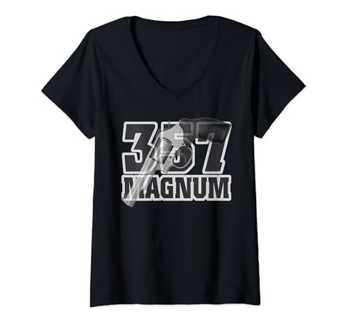 Damen 357 MAGNUM T-Shirt mit V-Ausschnitt Damen 357 MAGNUM T-Shirt mit V-Ausschnitt von WICKED GENIUS