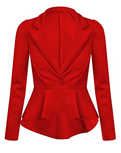 Damen-Blazer mit Schößchen, Rüschen, für Arbeit und Büro Gr. 20, rot von WICKEDFASHIONS123