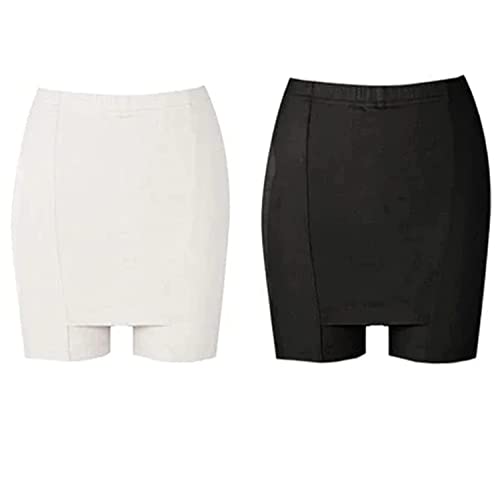 WICKYPRINCE Double-Layer Front Crotch Ice Silk Safety Shorts,Summer Seamless Women's Safety Shorts，Good for Leggings,Yoga (XL, Black+White) von WICKYPRINCE