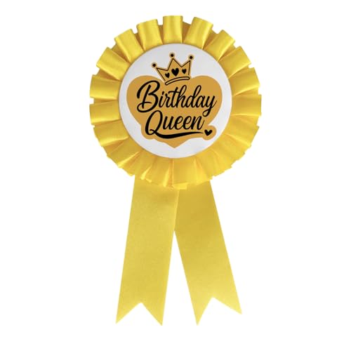 WIDEIDEAL Geburtstagskönigin Weißblech-Anstecknadel, Happy Birthday Rosette Button Pin Mädchen oder Frauen Gelb Award Ribbon Party Dekorationen Schild WIDEIDEAL Geburtstagskönigin Weißblech-Anstecknadel, Happy Birthday Rosette Button Pin Mädchen oder Frauen Gelb Award Ribbon Party Dekorationen Schild von WIDEIDEAL