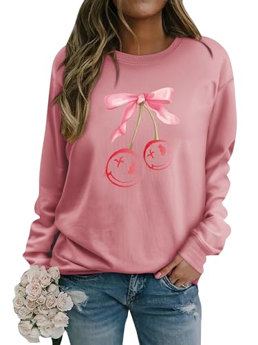 WIEIYM Damen Sweatshirt Drucken Pullover Herbst Winter Rundhals Bluse Tops Weihnacht Langarmshirt Puli Casual Christmas Sweat Oberteile,Ziegelrot,XL von WIEIYM