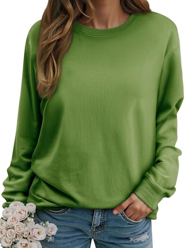 WIEIYM Damen Sweatshirt Langarmshirt Drucken Rundhals Pullover Herbst Winter Bluse Tops Weihnacht Pullover Casual Christmas Sweat Oberteile,F-Avocado Green,M von WIEIYM