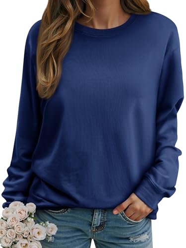 WIEIYM Damen Sweatshirt Langarmshirt Drucken Rundhals Pullover Herbst Winter Bluse Tops Weihnacht Pullover Casual Christmas Sweat Oberteile,F-Dark Blue,XL von WIEIYM