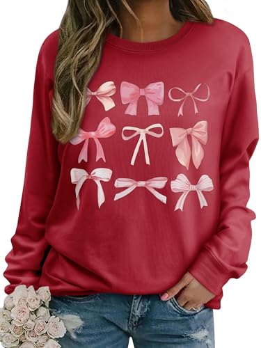 WIEIYM Damen Sweatshirt Rundhals Drucken Langarm Pullover Herbst Winter Frauen Langarmshirt Locker Oberteil Sport Streetwear Sweatshirts Bluse Tops von WIEIYM