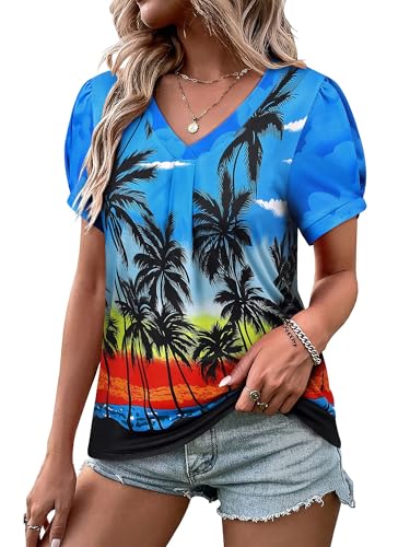 WIEIYM Hawaii Hemd Kurzarm Damen V-Ausschnitt Bluse Oberteile Elegant Hemdbluse T-Shirt Tuniken Hawaiihemd Damen Sommer Blusenshirt Tops Strand Surf für Urlaub,Königsblau,L WIEIYM Hawaii Hemd Kurzarm Damen V-Ausschnitt Bluse Oberteile Elegant Hemdbluse T-Shirt Tuniken Hawaiihemd Damen Sommer Blusenshirt Tops Strand Surf für Urlaub,Königsblau,L von WIEIYM