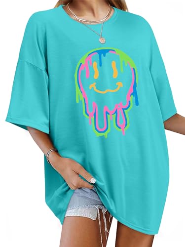 WIEIYM Tshirt Damen Oversized T-Shirt Rundhals Kurzarm Lose Top Sommer T-Shirts Tops Shirt Oberteile Frauen Gedruckt Lässig Oberteile Bluse,AAAA-Grun,S von WIEIYM