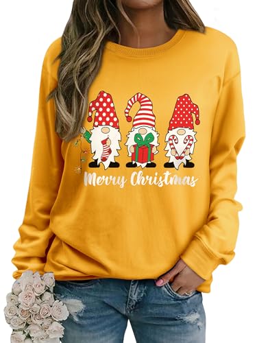 WIEIYM Weihnachtspullover Damen Damen Sweatshirt Langarmshirt Weihnachtsbaum Druck Rundhals Langarm Pullover Herbst Winter Weihnacht Casual Christmas Sweat Oberteile,Gelb,L WIEIYM Weihnachtspullover Damen Damen Sweatshirt Langarmshirt Weihnachtsbaum Druck Rundhals Langarm Pullover Herbst Winter Weihnacht Casual Christmas Sweat Oberteile,Gelb,L von WIEIYM