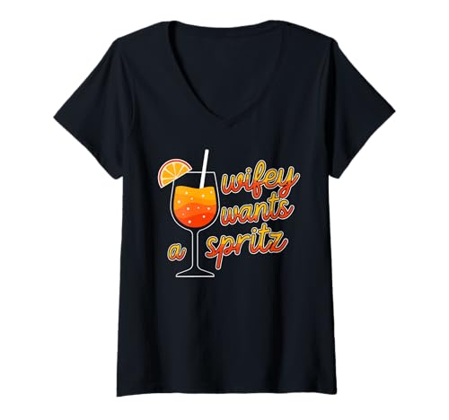 Damen Wifey Wants A Spritz - Ehefrau Frau Aperölchen Spritz Wife T-Shirt mit V-Ausschnitt Damen Wifey Wants A Spritz - Ehefrau Frau Aperölchen Spritz Wife T-Shirt mit V-Ausschnitt von WIFEY WANTS A SPRITZ X Junggesellinnenabschied!