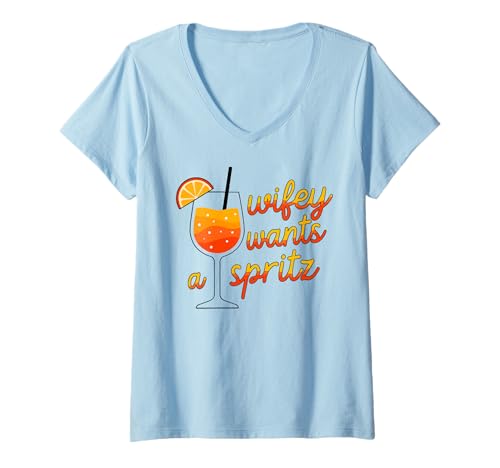 Damen Wifey Wants A Spritz - Ehefrau Frau Aperölchen Spritz Wife T-Shirt mit V-Ausschnitt Damen Wifey Wants A Spritz - Ehefrau Frau Aperölchen Spritz Wife T-Shirt mit V-Ausschnitt von WIFEY WANTS A SPRITZ X Junggesellinnenabschied!
