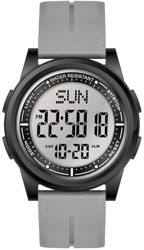 WIFORT Digital Herren Damen Uhren 5 ATM Wasserdicht Sport Armbanduhr mit Wecker Stoppuhr Countdown Duale Zeitzone, Ultradünn Weitwinkel Anzeige Digitaluhr für Jungen Mädchen von WIFORT