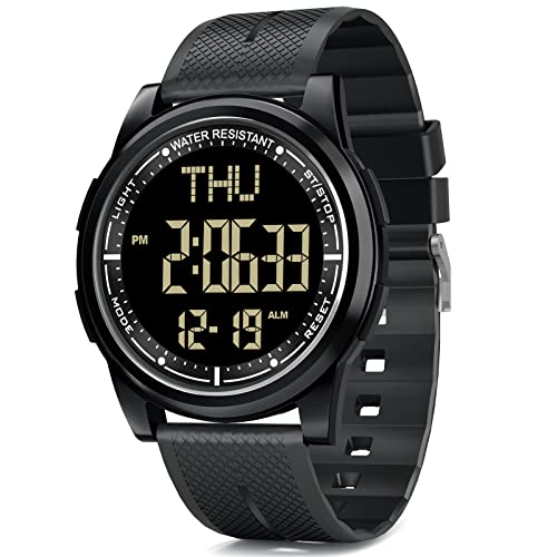 WIFORT Metall Herren Damen Digital Uhren, 5ATM Wasserdicht Sport Armbanduhr, Ultradünn Weitwinkel-Display Digitaluhren mit Wecker Countdown Stoppuhr Dual-Zeitzone Hintergrundbeleuchtung von WIFORT