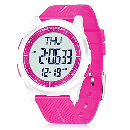 WIFORT Digital Herren Damen Uhren 5 ATM Wasserdicht Sport Armbanduhr mit Wecker Stoppuhr Countdown Duale Zeitzone, Ultradünn Weitwinkel Anzeige Digitaluhr für Jungen Mädchen von WIFORT
