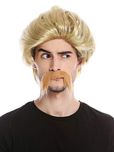 WIG ME UP - 0025-ZA89 Perücke Bart Herren Schnauzbart lang Gallier Germane Barde Bulle Cop 70er Jahre Blond von WIG ME UP