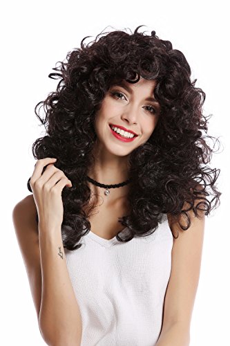 WIG ME UP - 0051-P30/P103 Perücke Damen Karneval Halloween super voluminöse Locken Lockenpracht Mähne Schwarz Braun gesträhnt lang von WIG ME UP