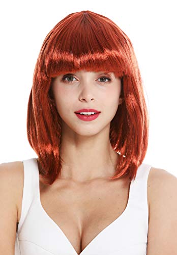 WIG ME UP - 0073-3-ZA131 Perücke Damenperücke Karneval schulterlang Longbob Bob glatt Pony Kupfer Dunkelrot Rot von WIG ME UP