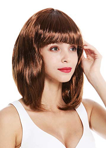 WIG ME UP - 0073-3-ZA6A Perücke Damenperücke Karneval schulterlang Longbob Bob glatt Pony Braun Goldbraun von WIG ME UP