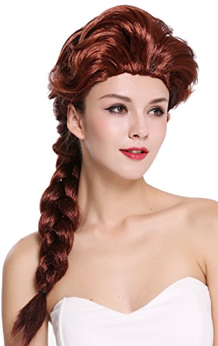 WIG ME UP - 051-P30 Barocke Damen Perücke Karneval Cosplay wild Braun Rotbraun langer Zopf geflochten 65 cm von WIG ME UP