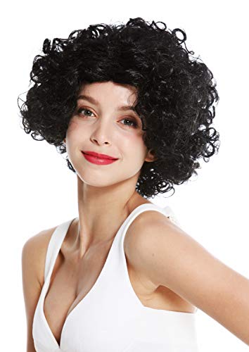 WIG ME UP - 1352-ZA103 Perücke Damen Karneval Halloween Diva kurz lockig Mittelscheitel Schwarz von WIG ME UP