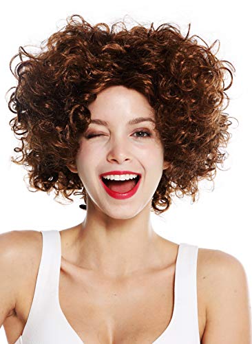 WIG ME UP - 1352-ZA6A Perücke Damen Karneval Halloween Diva kurz lockig Mittelscheitel Braun von WIG ME UP