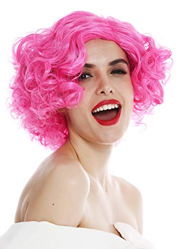 WIG ME UP - 1352-ZAC5B Perücke Damenperücke Karneval Halloween kurz Mittelscheitel Locken lockig pink rosa 20er 30er Jahre von WIG ME UP