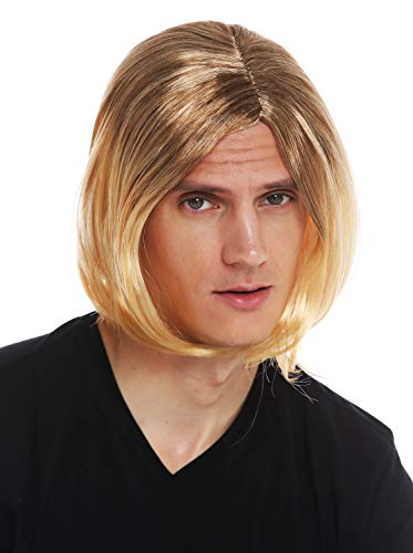 WIG ME UP - 14-ZA30A-02A Perücke Karneval Herren glatt Mittelscheitel Schlager-Sänger Schönling Braun Blond Ombre von WIG ME UP