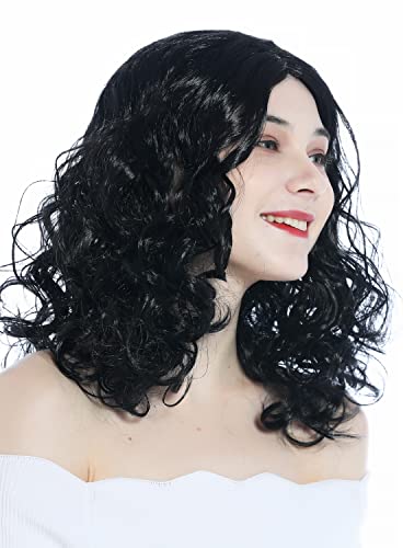 WIG ME UP - 210151-P103 Perücke Damenperücke Karneval Fasching lang Locken lockig Mittelscheitel schwarz von WIG ME UP