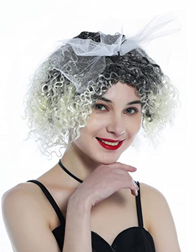 WIG ME UP - 210152-P103-615 Perücke Damen Karneval Fasching 80s retro Braut Tüll Schleife lockig Ombre von WIG ME UP