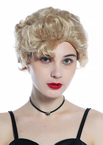 WIG ME UP - 215222-FR82A Perücke Damen Herren Karneval Fasching kurz blond wellig gelockt Tolle Retro von WIG ME UP