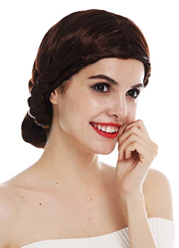 WIG ME UP - 2614-FRT34 Perücke Damenperücke Karneval geflochten Dutt Tracht Magd Mittelalter braun von WIG ME UP