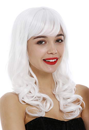 WIG ME UP - 3001-1001 Perücke Damen lang Locken wellig Pony Cosplay Weiß von WIG ME UP