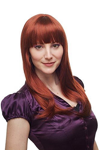 WIG ME UP - 3114-350 Damen Perücke rot kupferrot lange glatte Haare mit Pony von WIG ME UP