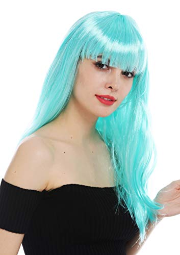 WIG ME UP - 32582-ZA98A Perücke Karneval Damen lang glatt Pony weiß blau hellblau von WIG ME UP
